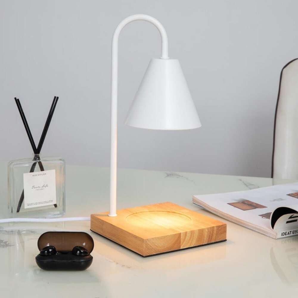 定時香薰融蠟燈 居家擺設 原木床頭燈 臥室氣氛燈 可定時可調光 無火香薰 香薰蠟燭燈 送禮 送禮-圖片-2