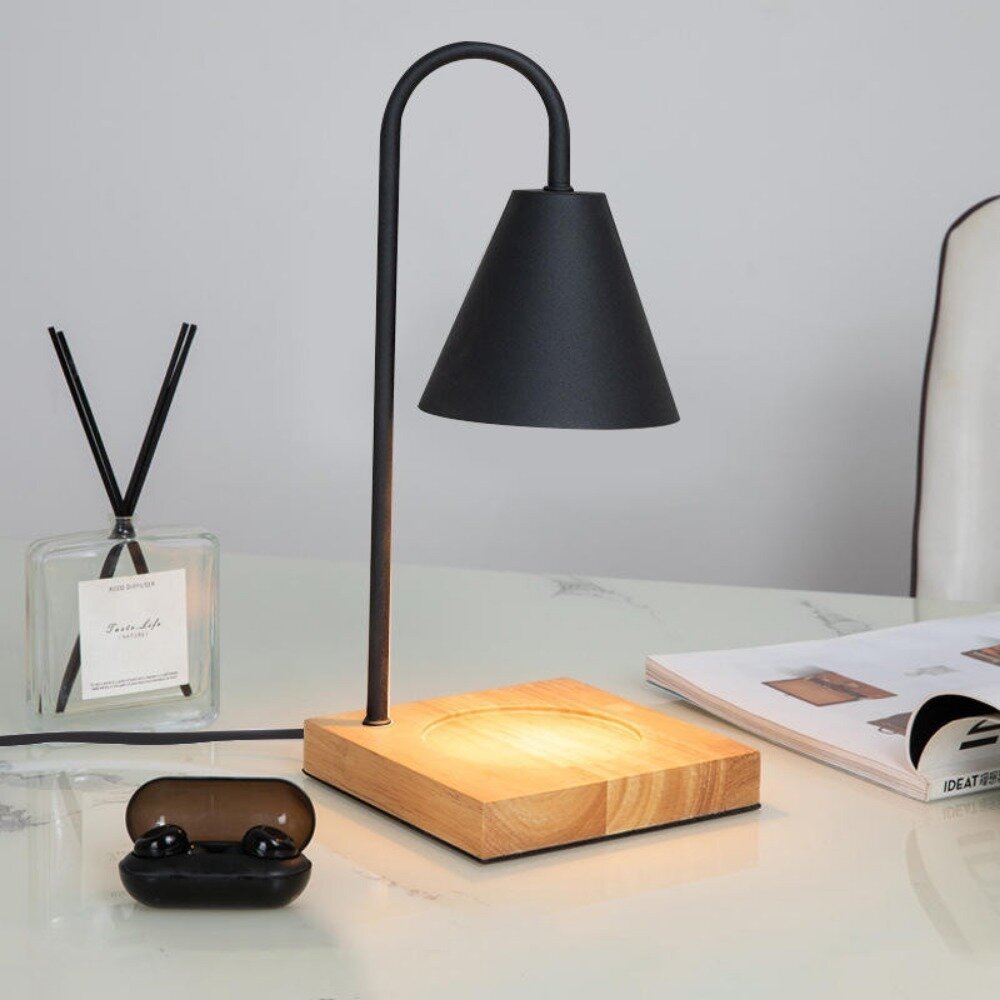 定時香薰融蠟燈 居家擺設 原木床頭燈 臥室氣氛燈 可定時可調光 無火香薰 香薰蠟燭燈 送禮 送禮-圖片-3