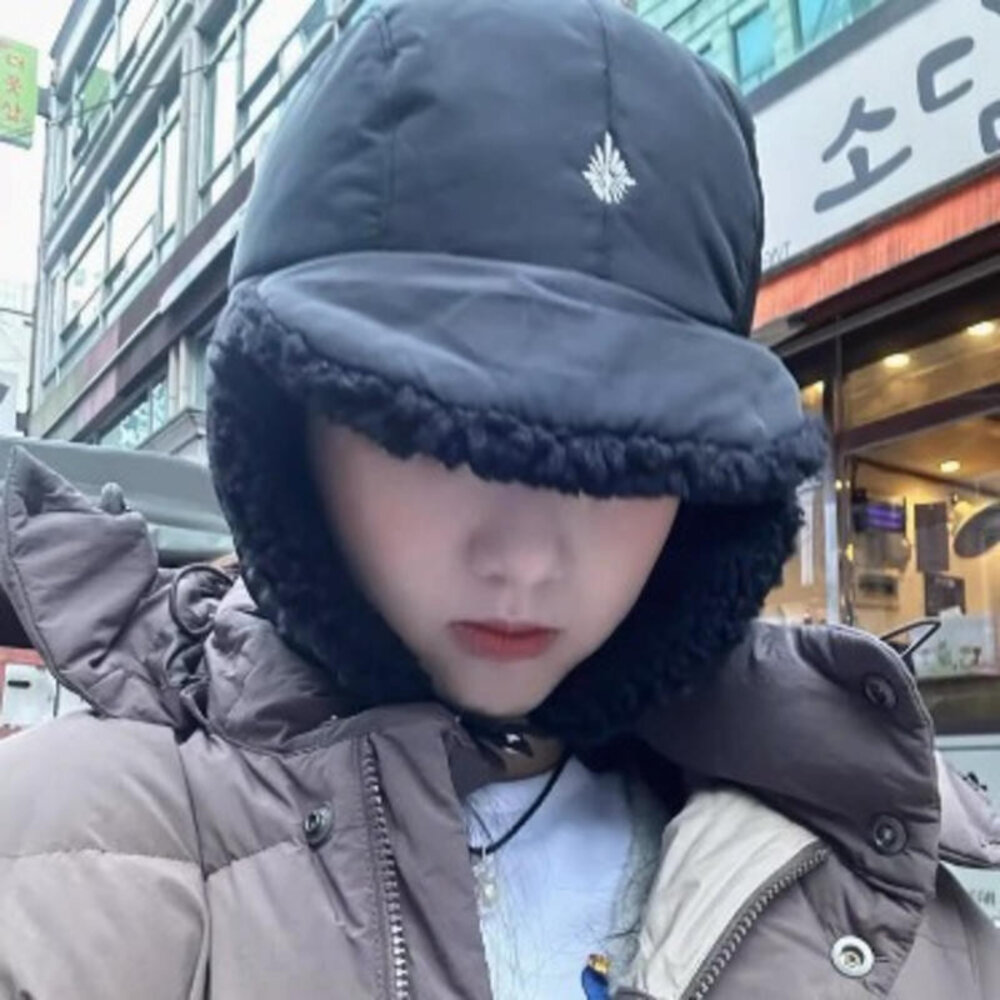 羽絨保暖帽 休閒時尚個性 羽絨雷鋒帽 女保暖 羽絨護耳帽 可愛 騎行防寒 飛行員帽子 送禮-圖片-1