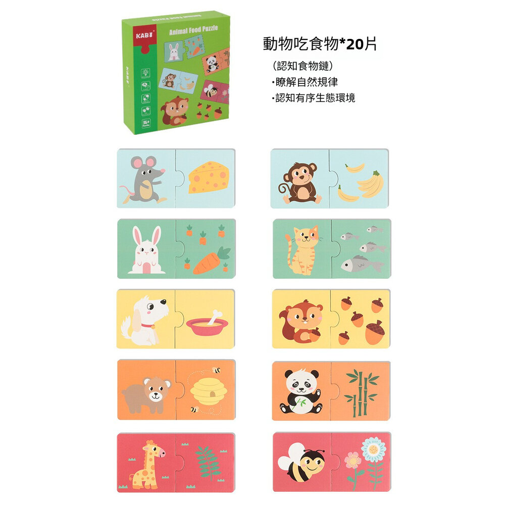 兒童大塊配對拼圖 動物詞彙 親子配對 認知玩具 早教益智 啟蒙玩具 送禮-圖片-9
