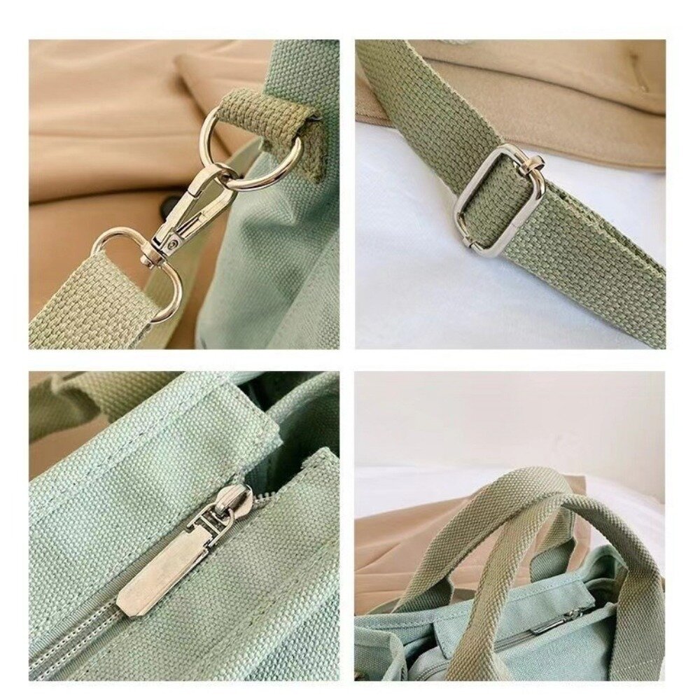 日系清新帆布手提斜背包 百搭簡約 春夏新款 帆布包 便當小包 手提袋 手拎女包 大容量包 送禮-圖片-6