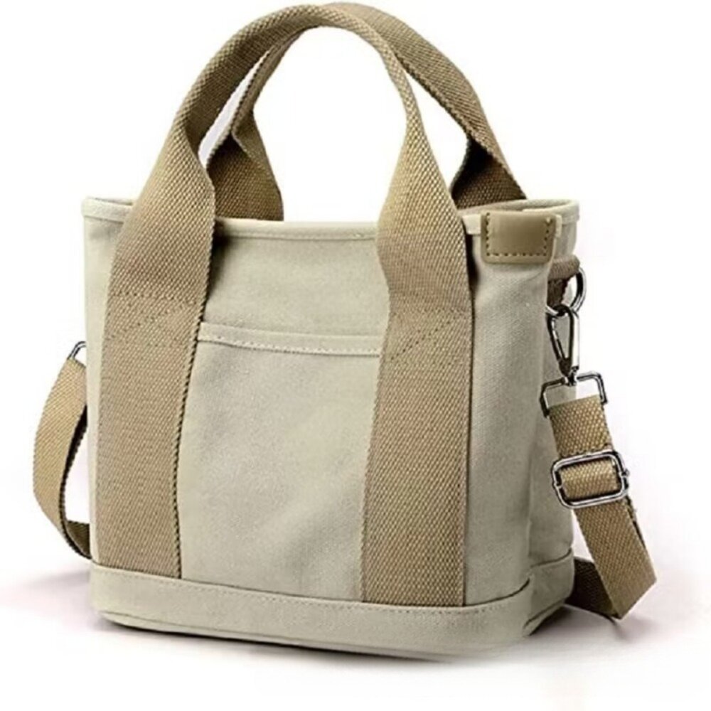 日系清新帆布手提斜背包 百搭簡約 春夏新款 帆布包 便當小包 手提袋 手拎女包 大容量包 送禮-圖片-8