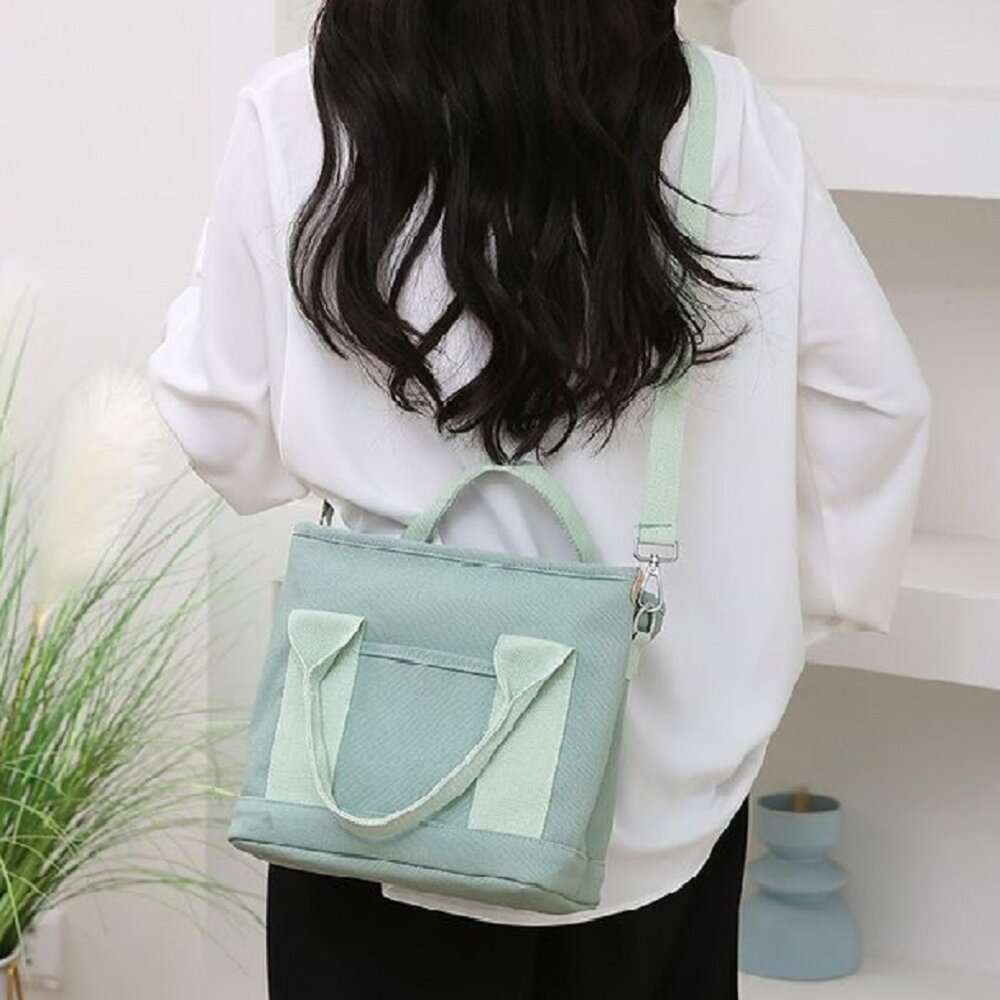 250107-00001-日系清新帆布手提斜背包 百搭簡約 春夏新款 帆布包 便當小包 手提袋 手拎女包 大容量包 送禮