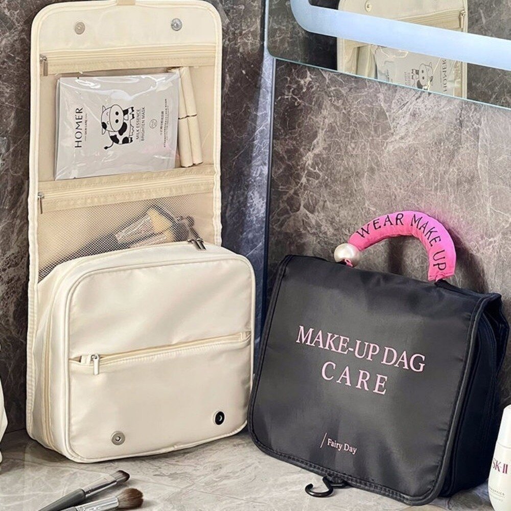 手提大容量化妝品收納包 旅行收納 旅行收納 美妝工具包 掛式收納包 大容量 網美必備 質感包款 送禮-圖片-1