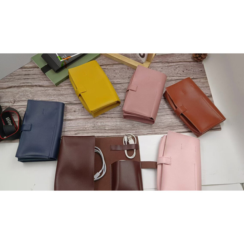 3C線材收納包 PU皮質 充電線收納 3C配件 手機配件 數據線收納 辦公小物 居家整理 送禮-圖片-7