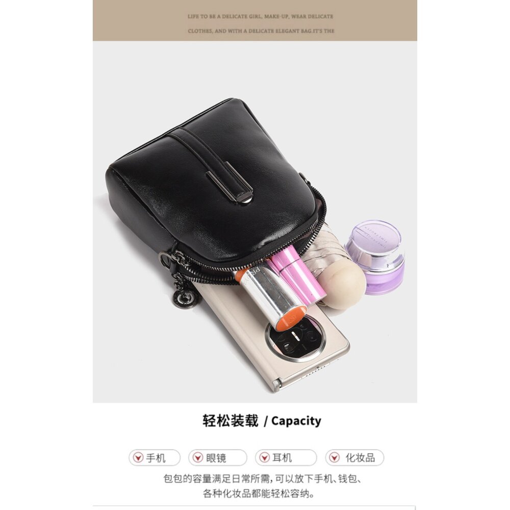 時尚復古油蠟皮單肩小包 貝殼包 手機包 證件包 小包包 通勤包 輕便收納 送禮-圖片-7