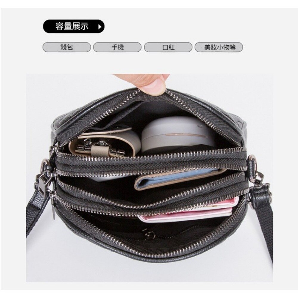 小香風真皮菱格紋單肩包 真皮女包  菱格繡線 小香風 大容量 單肩斜挎包 送禮-圖片-3