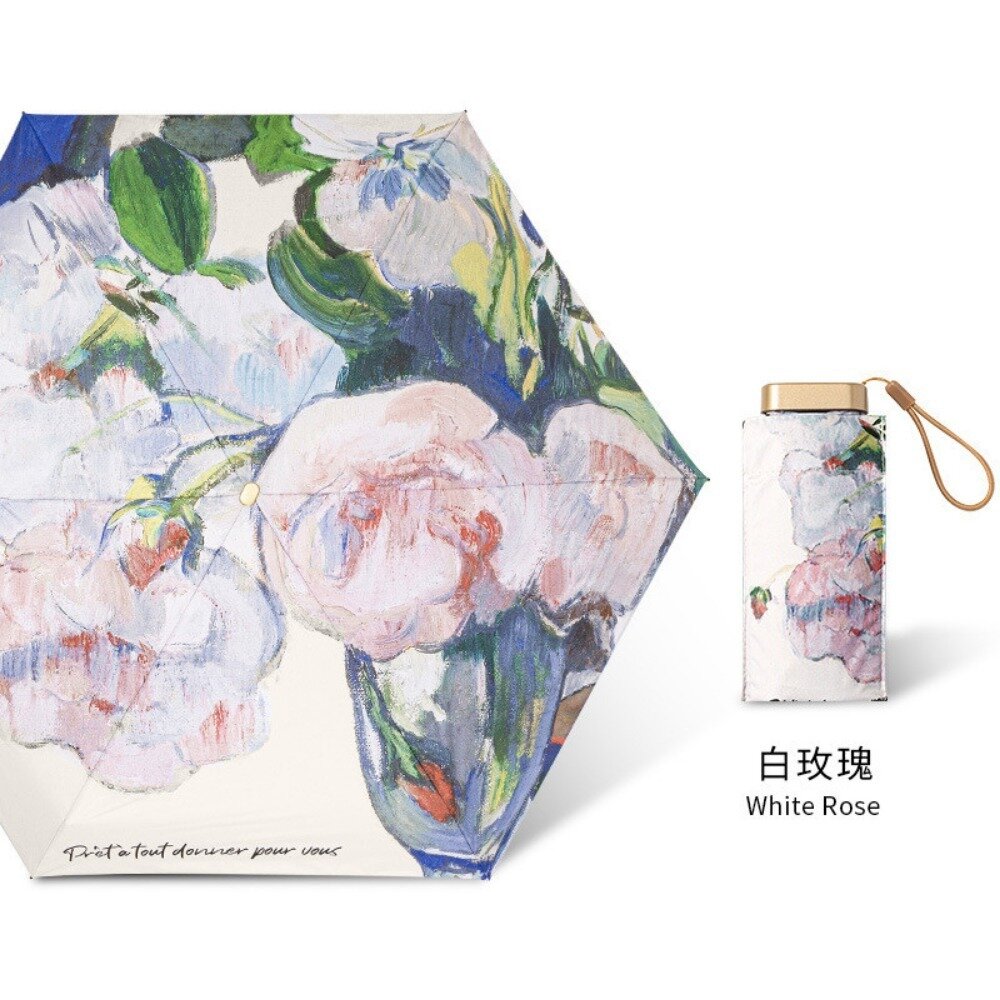 清新圖案六折扁迷你傘 防曬傘 折疊口袋傘 便攜遮陽傘 小清新陽傘 旅遊必備雨傘 送禮-圖片-8