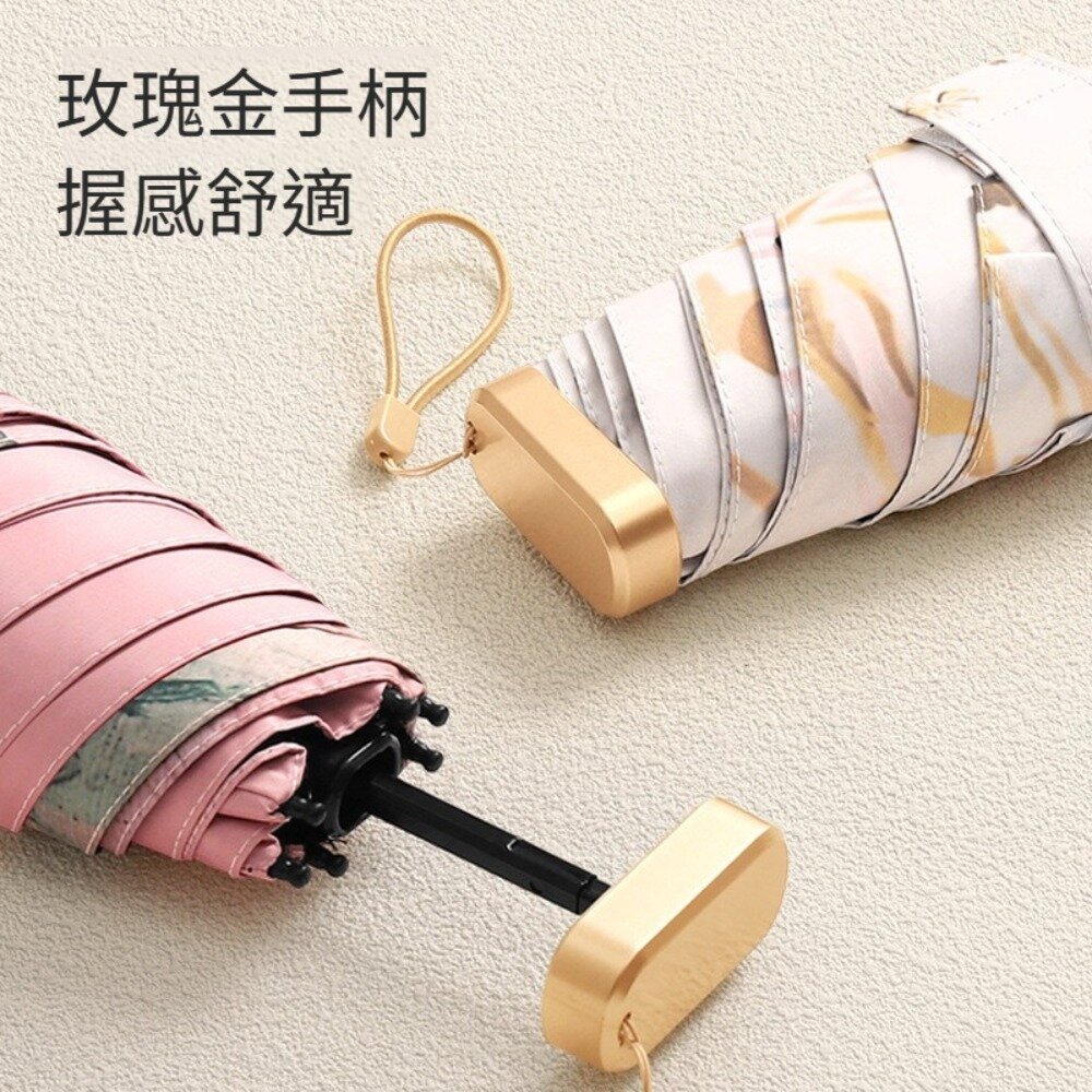 自然彩繪迷你口袋傘 迷你油畫傘 五摺傘 晴雨傘 防曬黑膠傘 輕量傘 抗風傘 掌心傘 送禮-圖片-5