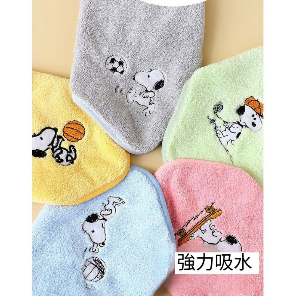 史努比珊瑚絨速乾小方巾(5入禮盒)史努比 珊瑚絨 兒童 家用 吸水速乾 方巾 可愛卡通 柔軟親膚 毛巾組 平行輸入 送禮-圖片-8