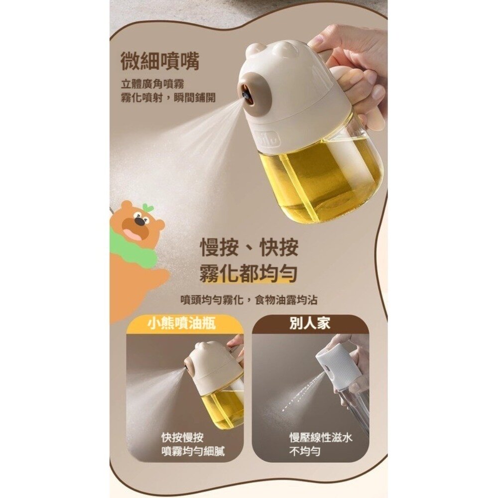 噴倒兩用玻璃噴油瓶 小熊噴油瓶 廚房用品 定量控油 健康飲食 輕食控油 噴霧均勻 防漏設計 送禮-圖片-3