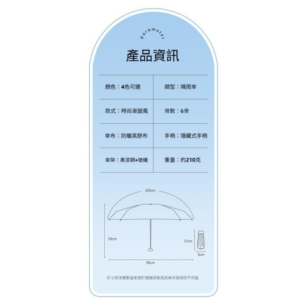 魔術藏手柄五折傘 MINI 漸變晴雨兩用傘 防曬傘 輕巧便攜 魔術手柄 防風傘 防紫外線 送禮-圖片-4