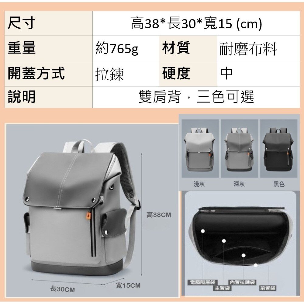 潮男防水大容量雙肩包 大容量防潑水後背包 電腦背包 旅行背包 休閒背包 學生背包 上班族 送禮-圖片-4