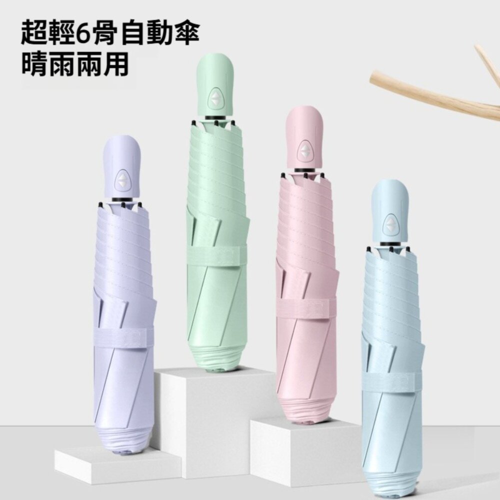 三折超輕自動傘 超輕六骨自動傘 雨傘雨具 防曬傘 抗uv傘 多巴胺 自動開收 超輕設計 送禮-圖片-2
