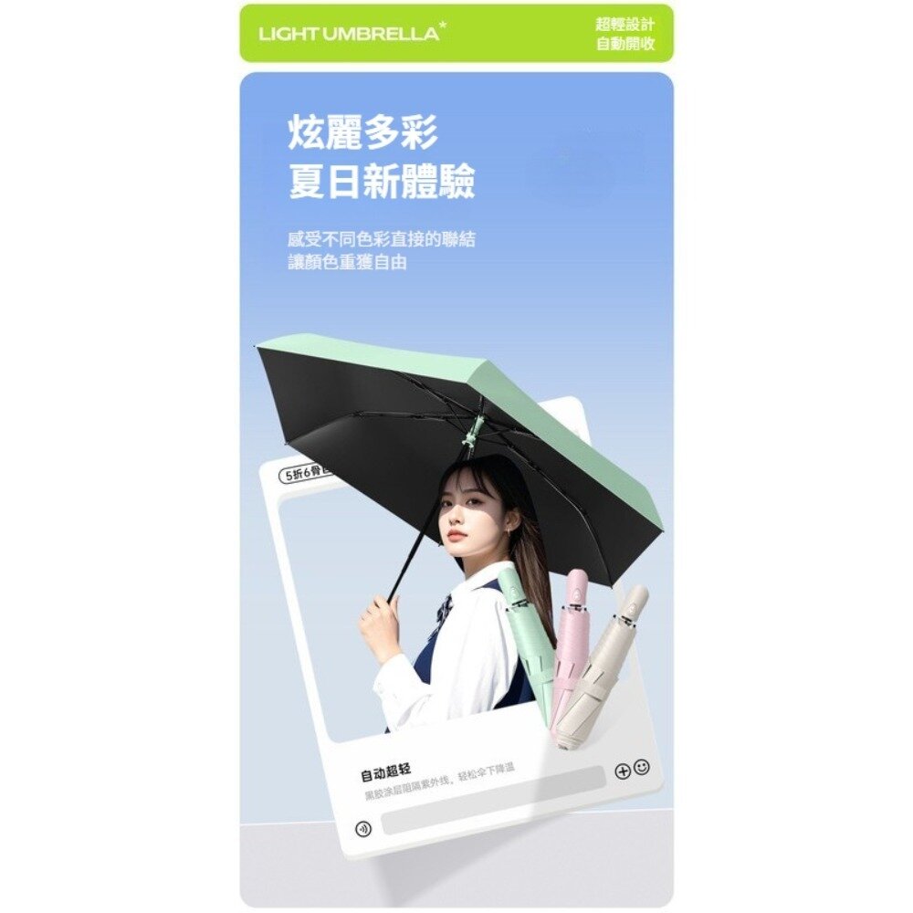三折超輕自動傘 超輕六骨自動傘 雨傘雨具 防曬傘 抗uv傘 多巴胺 自動開收 超輕設計 送禮-圖片-7