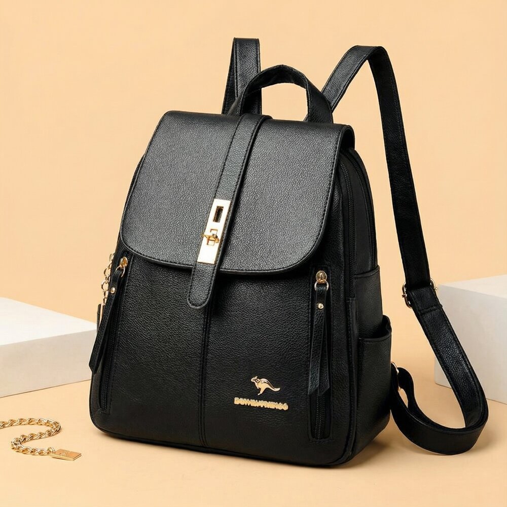 韓版時尚荔枝紋雙肩包 多功能時尚背包 容量實力派 防潑水耐磨 單肩手提雙肩三用 禮物 送禮 送禮-圖片-11