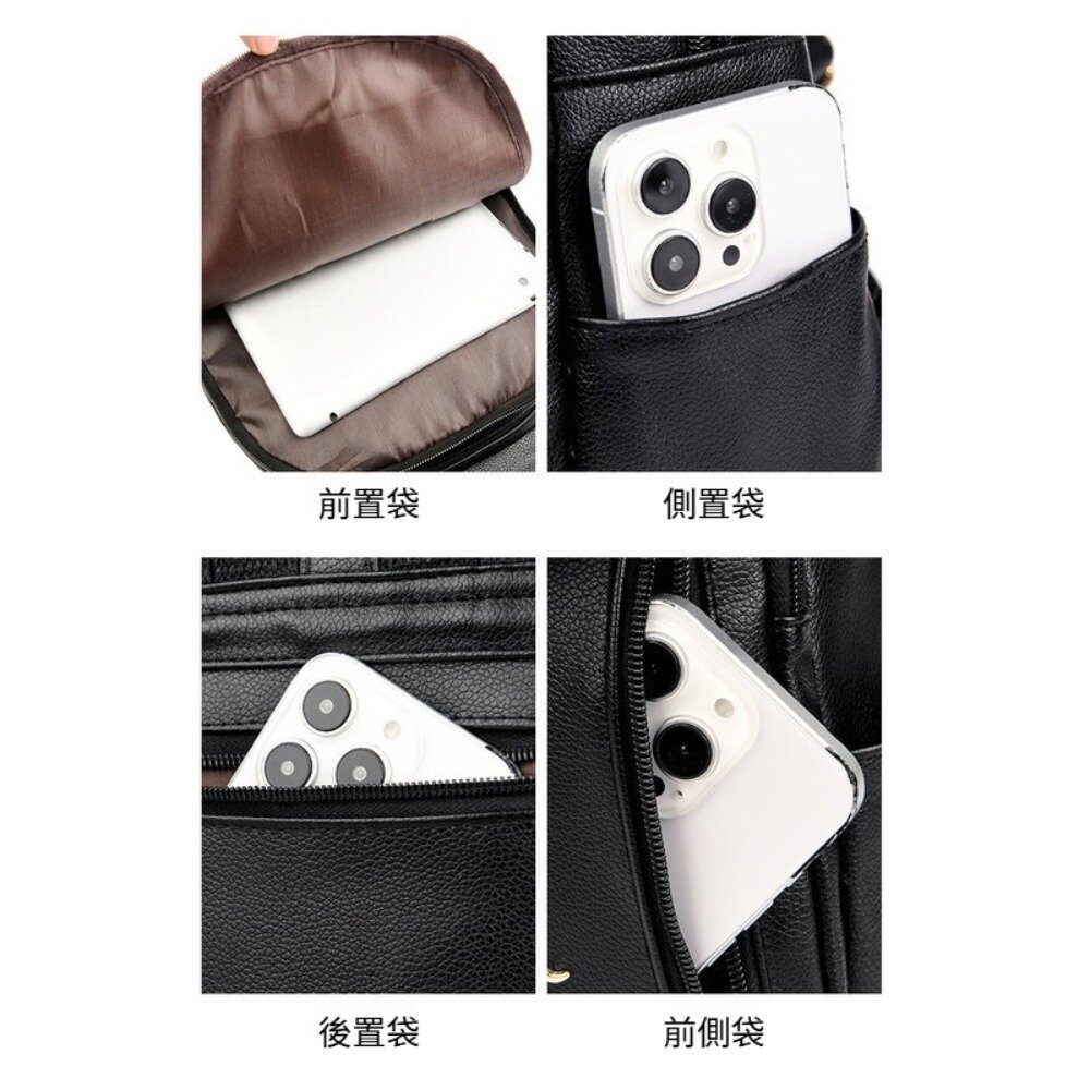 韓版時尚荔枝紋雙肩包 多功能時尚背包 容量實力派 防潑水耐磨 單肩手提雙肩三用 禮物 送禮 送禮-圖片-5