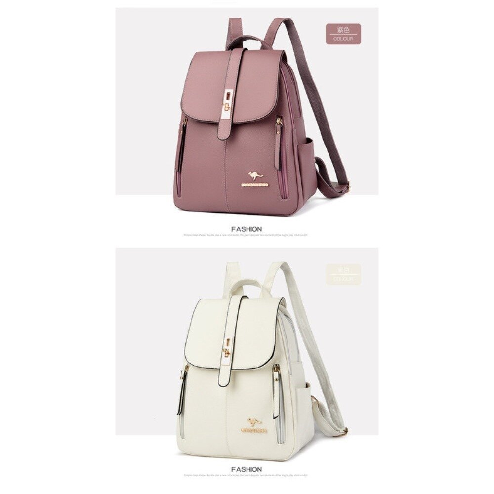 韓版時尚荔枝紋雙肩包 多功能時尚背包 容量實力派 防潑水耐磨 單肩手提雙肩三用 禮物 送禮 送禮-圖片-7