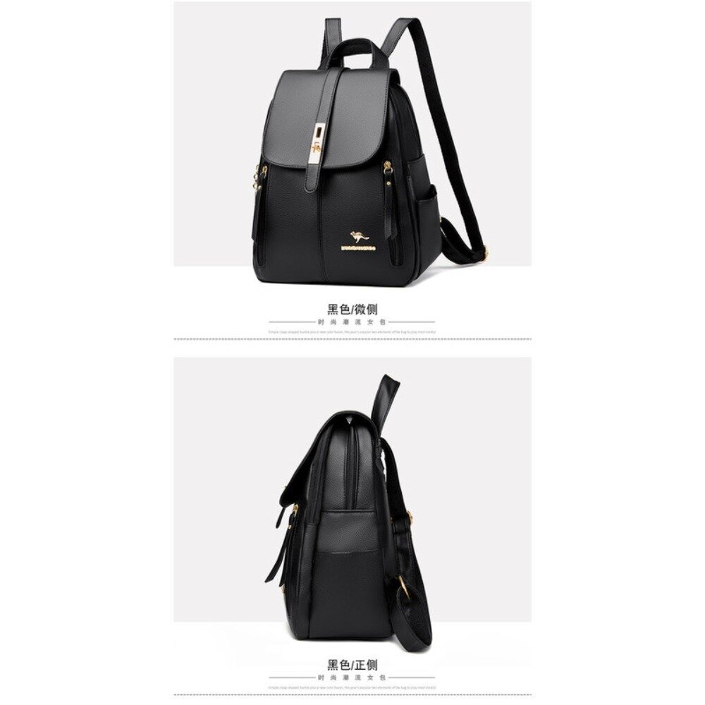 韓版時尚荔枝紋雙肩包 多功能時尚背包 容量實力派 防潑水耐磨 單肩手提雙肩三用 禮物 送禮 送禮-圖片-10
