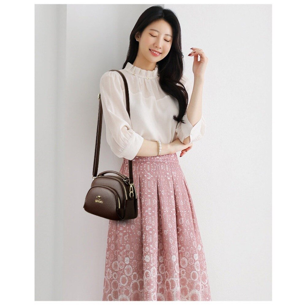 高雅真皮袋鼠蘋果包 油蠟皮革手提包 斜背包 小包 女包 優雅氣質背包 送禮-圖片-2