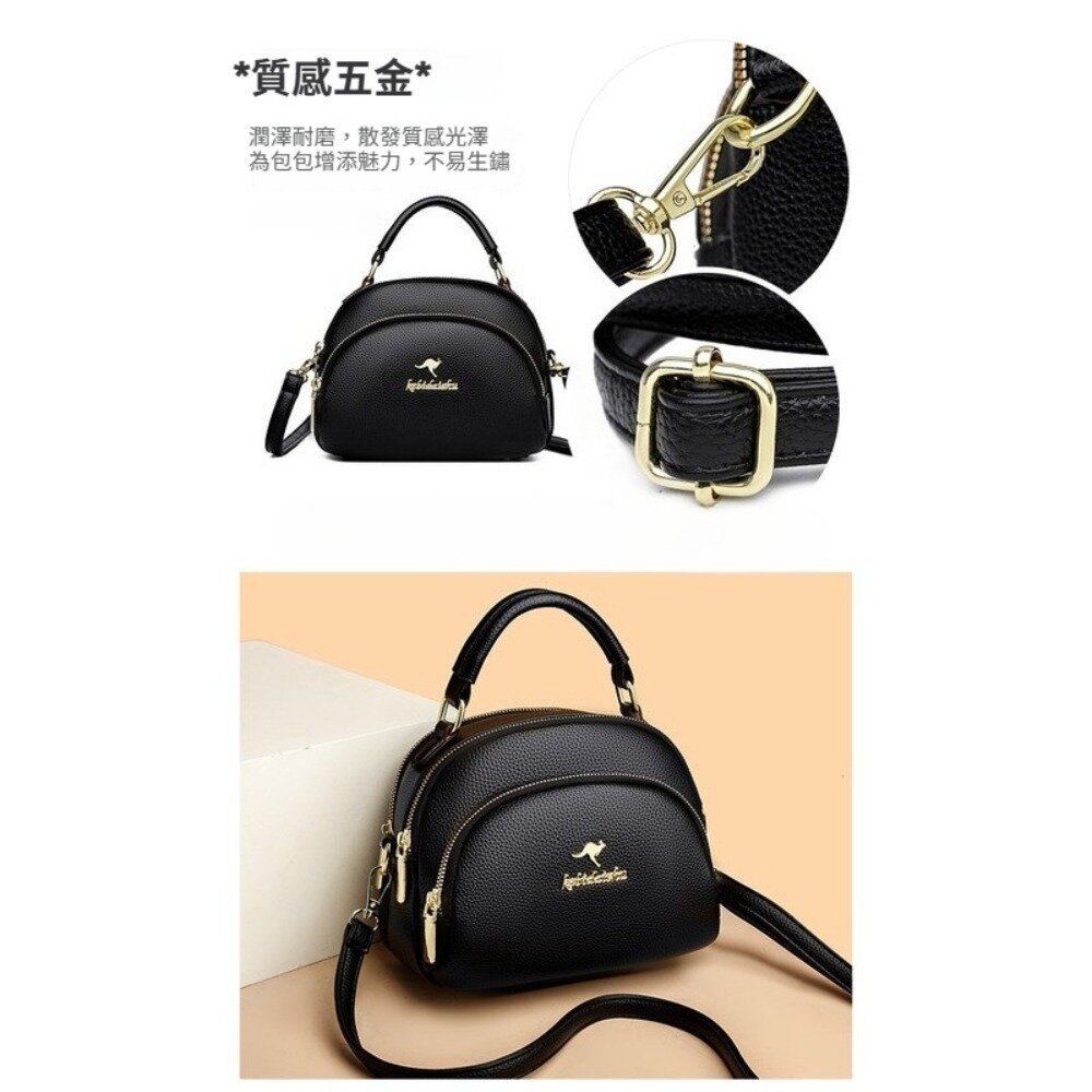 高雅真皮袋鼠蘋果包 油蠟皮革手提包 斜背包 小包 女包 優雅氣質背包 送禮-圖片-4