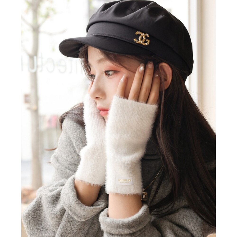 韓版羊毛針織半指手套 韓版仿貂絨露指手套 女裝配件 保暖手套 冬季手套 韓系 顯瘦設計 開車手套 送禮-圖片-8