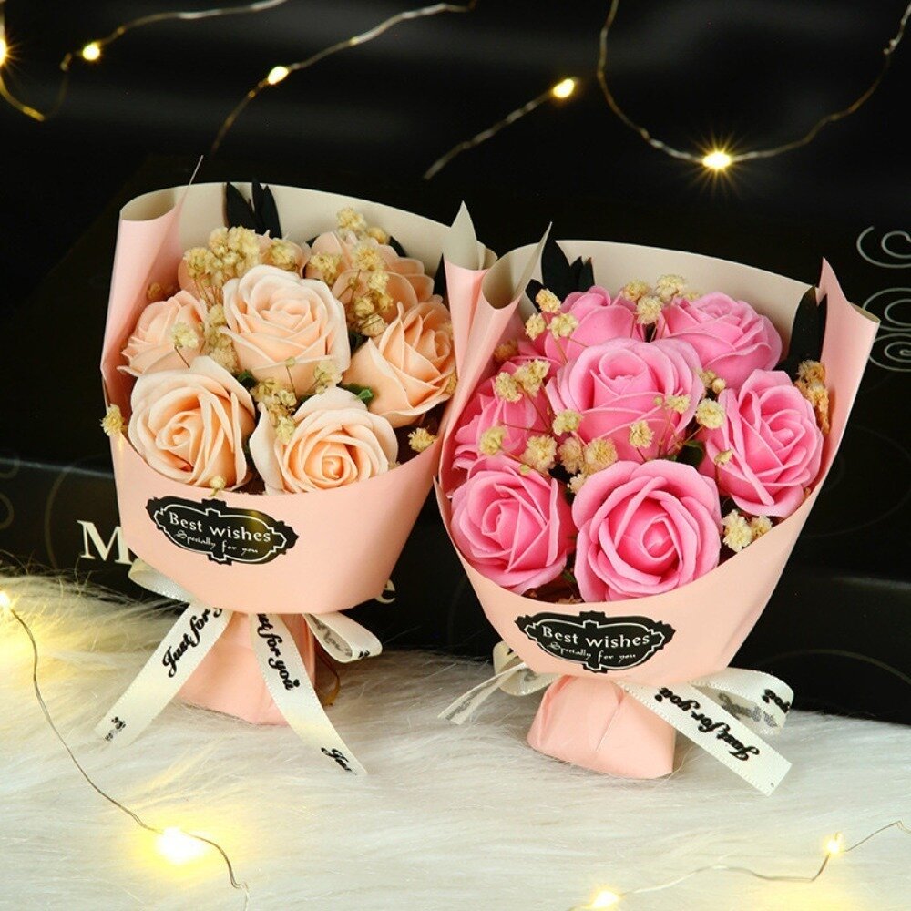 浪漫星光永生花玻璃罩 香皂玫瑰花玻璃罩 禮品 教師節禮物 情人節禮物 不凋謝 燈串 精緻手提袋 送禮-圖片-2