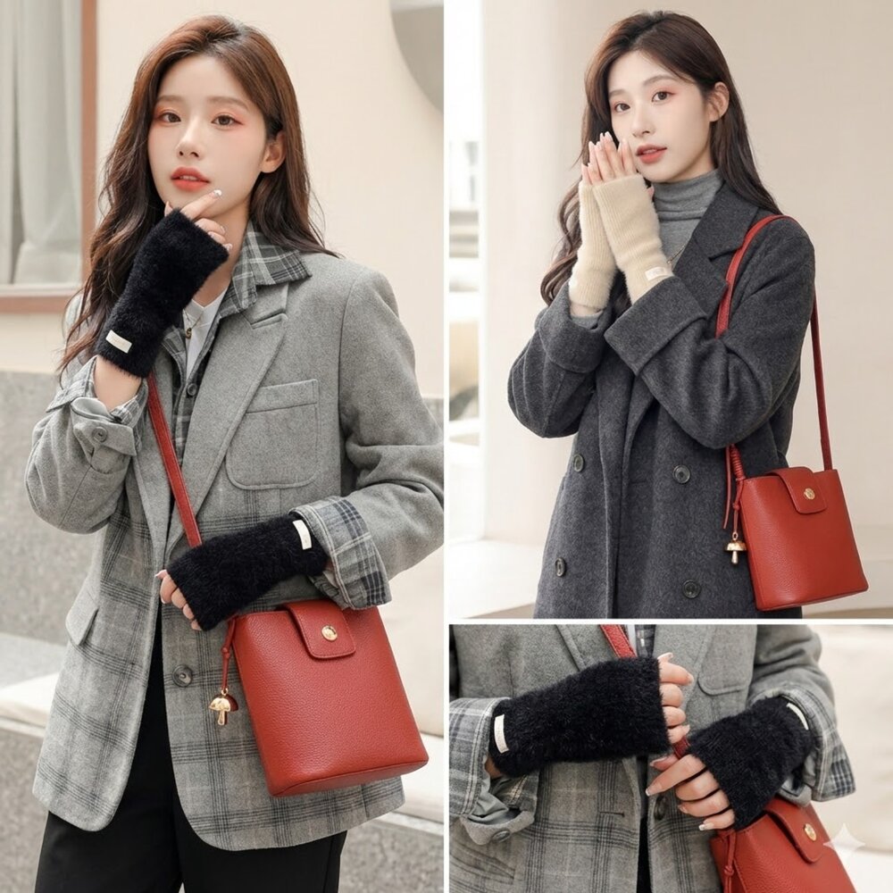 櫻桃紅皮革水桶包 女包 斜挎包 小包 通勤包 禮物 送禮 送禮-圖片-1