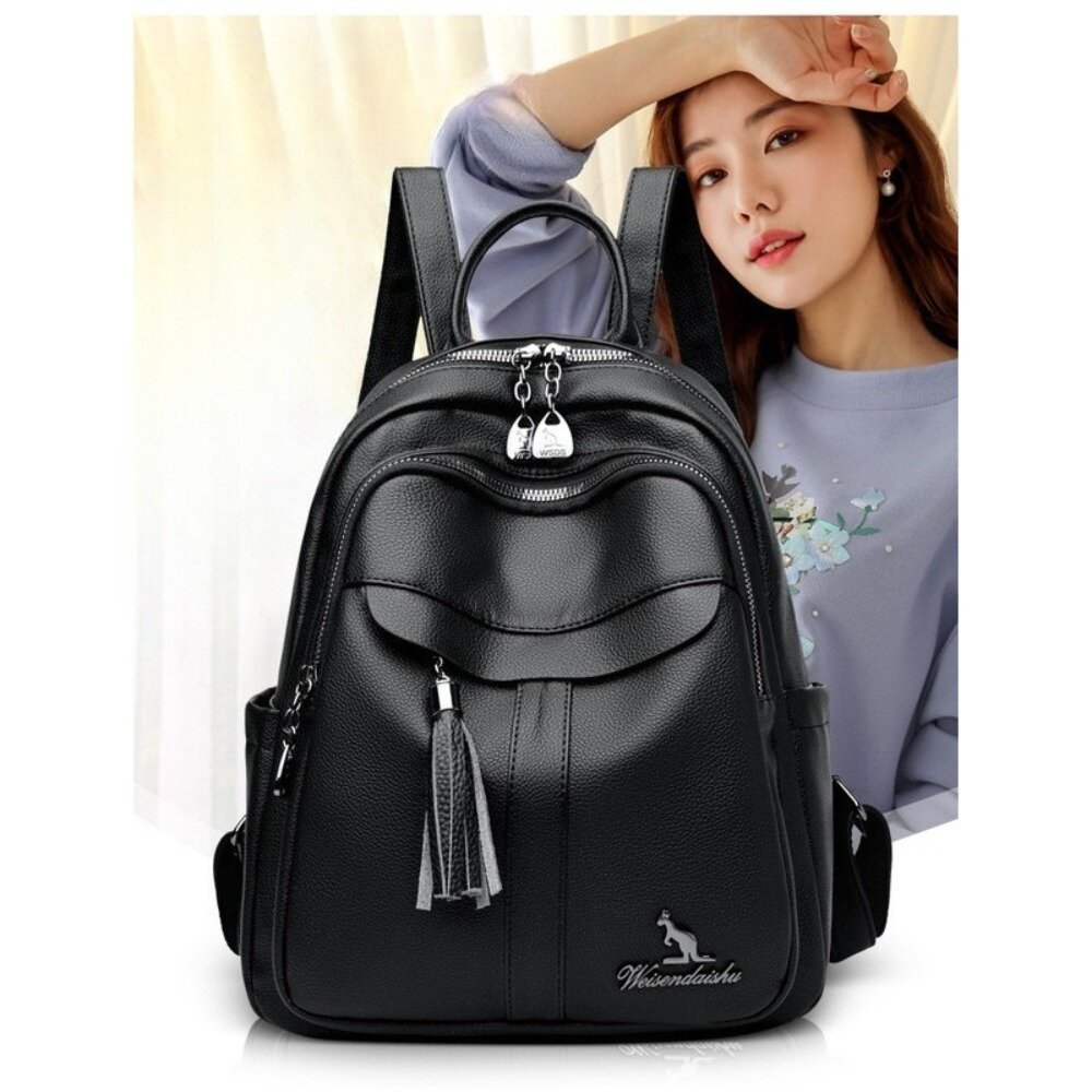 真皮流蘇時尚後背包 肩包 旅行背包 書包 上班通勤 送禮-圖片-8