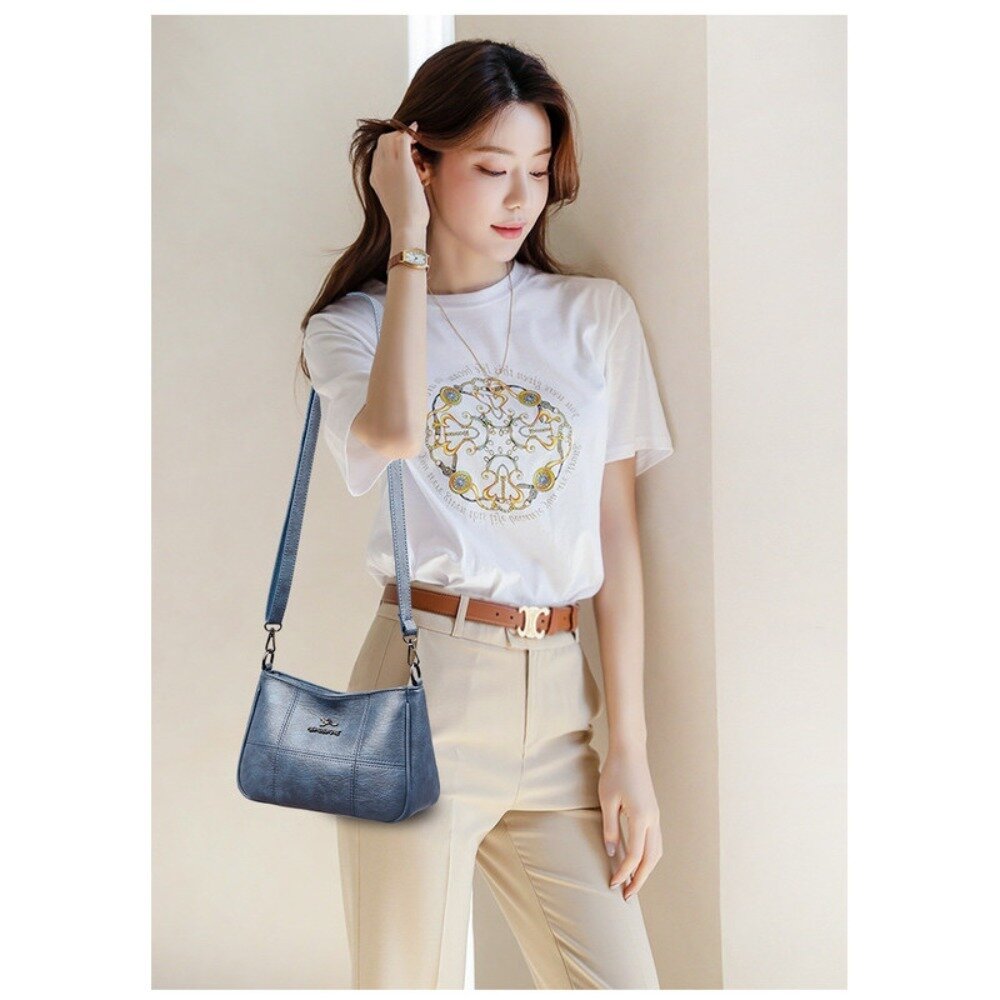 真皮流行羊皮小方包 女包 斜背包 肩背包 手提包 黑色 大容量 送禮-圖片-1