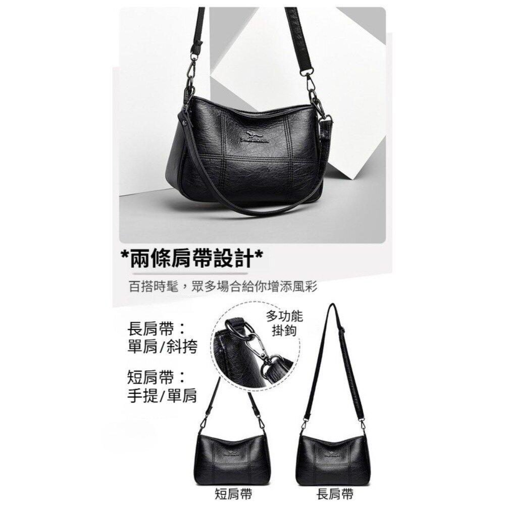 真皮流行羊皮小方包 女包 斜背包 肩背包 手提包 黑色 大容量 送禮-圖片-5