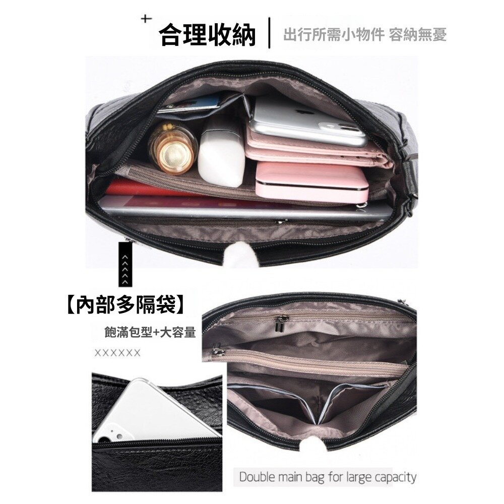 真皮流行羊皮小方包 女包 斜背包 肩背包 手提包 黑色 大容量 送禮-圖片-7