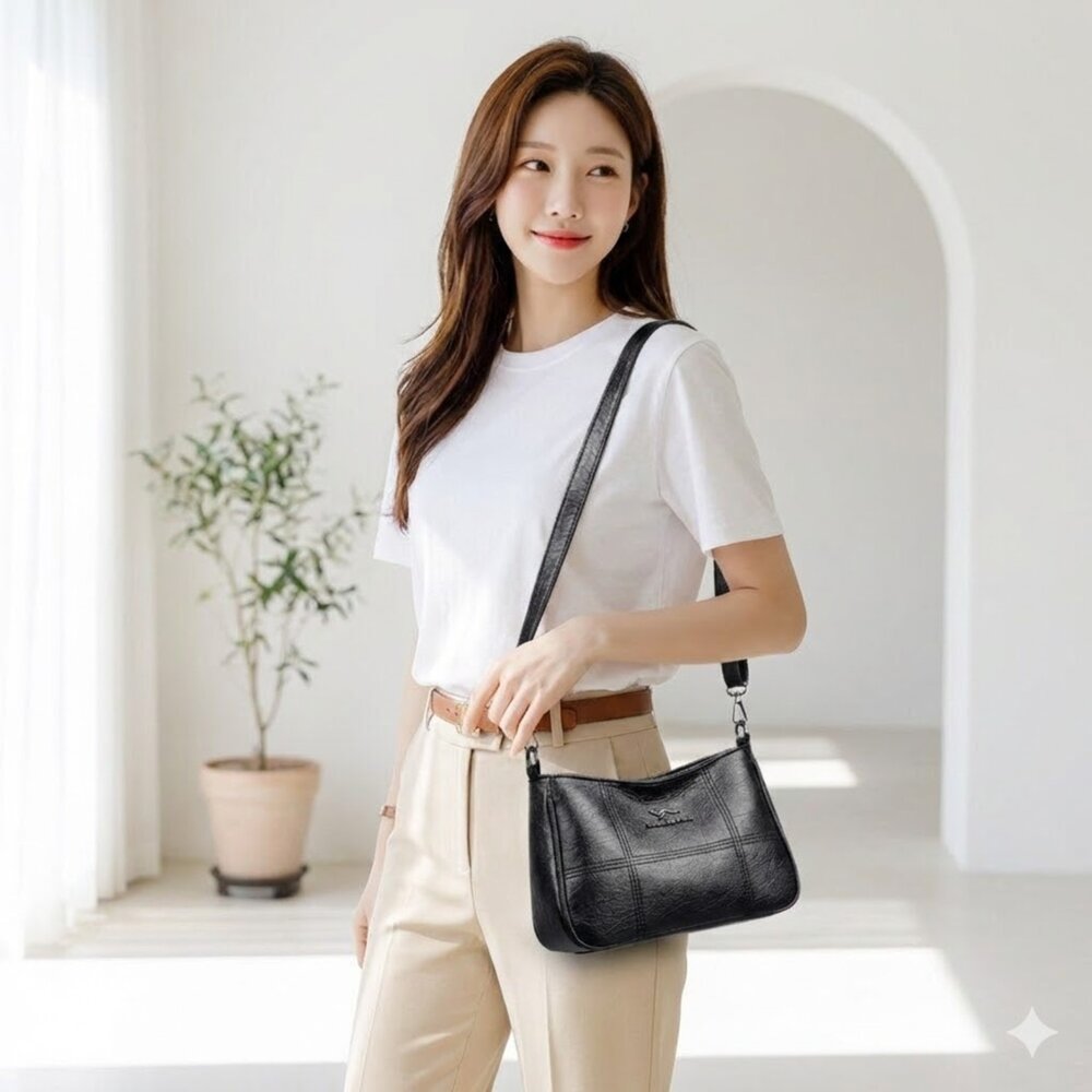 真皮流行羊皮小方包 女包 斜背包 肩背包 手提包 黑色 大容量 送禮 封面照片