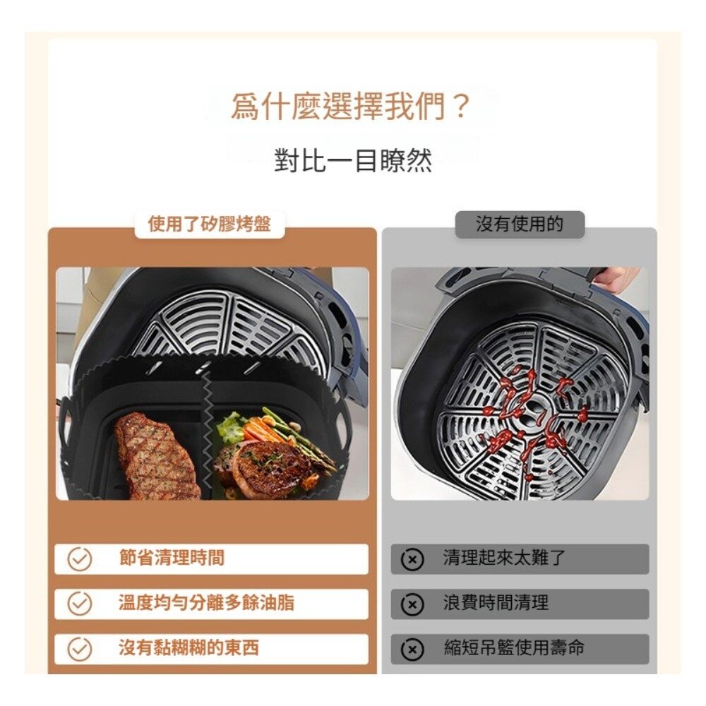 雙格分離式矽膠烤盤 矽膠空氣炸鍋烤盤 廚房用品 空氣炸鍋配件 炸鍋烤盤 可拆式烤盤 健康烹飪 少油料理 送禮-圖片-3