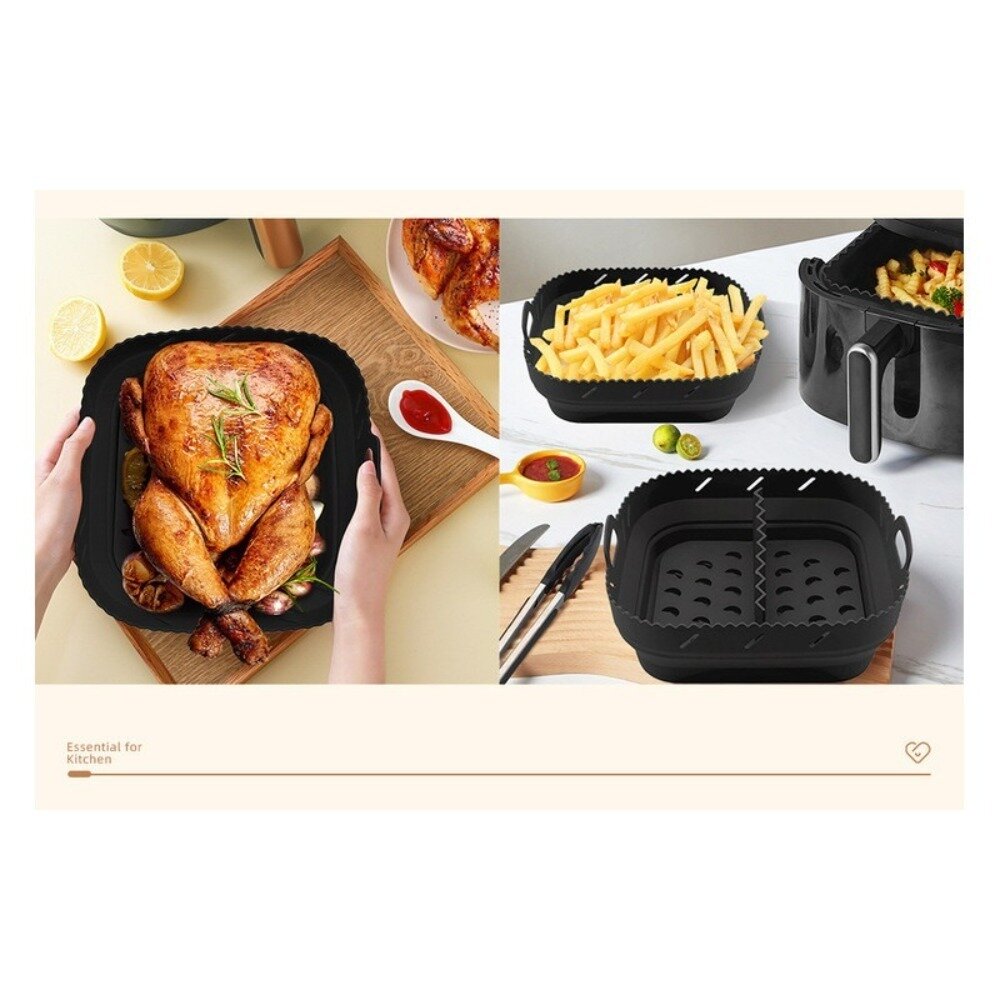 雙格分離式矽膠烤盤 矽膠空氣炸鍋烤盤 廚房用品 空氣炸鍋配件 炸鍋烤盤 可拆式烤盤 健康烹飪 少油料理 送禮-圖片-7