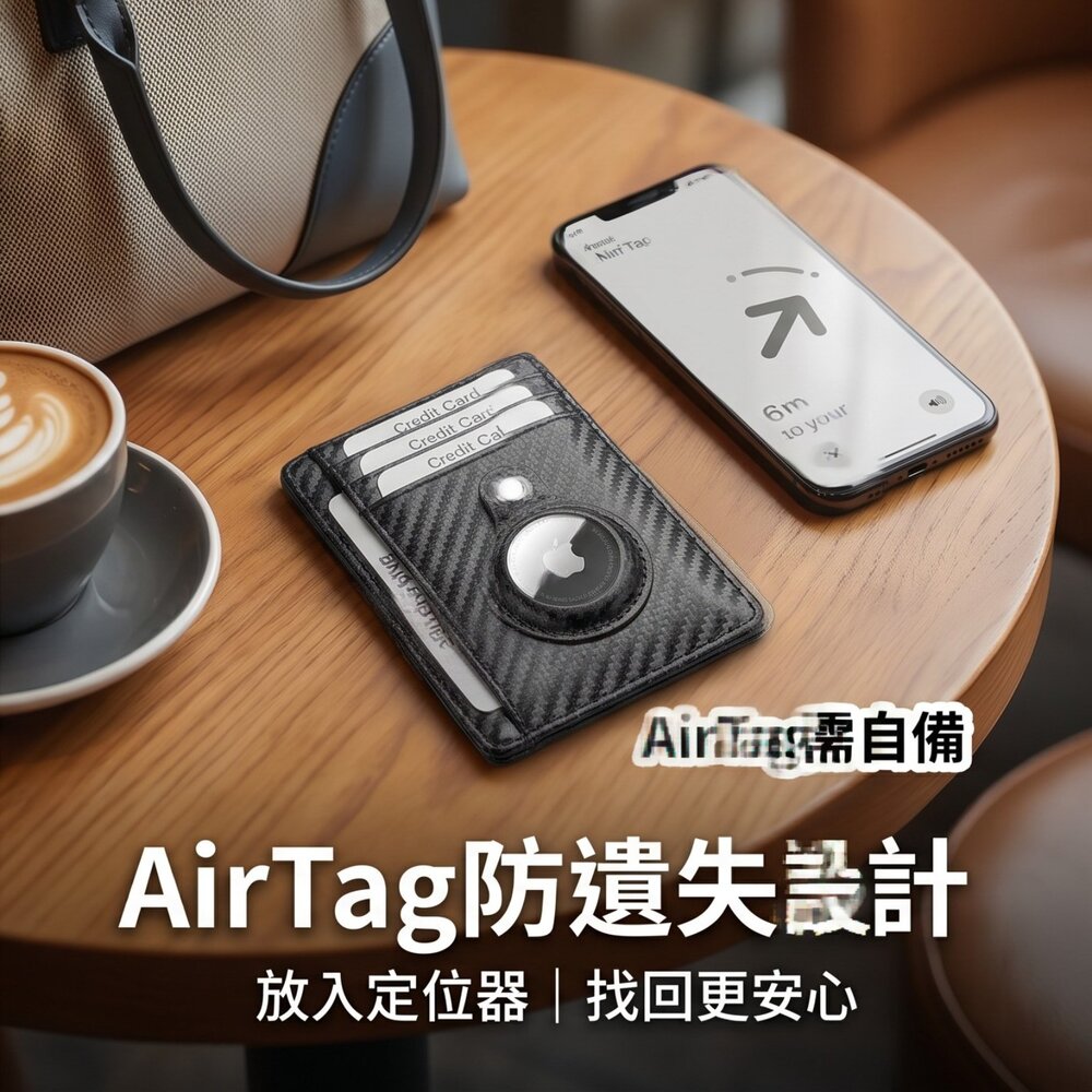 真皮防丟防盜刷卡包 - AIRTAG需自備 卡包 皮夾 錢包 配件 禮物 旅行 防盜 追蹤器 AirTag 卡夾 送禮-圖片-1