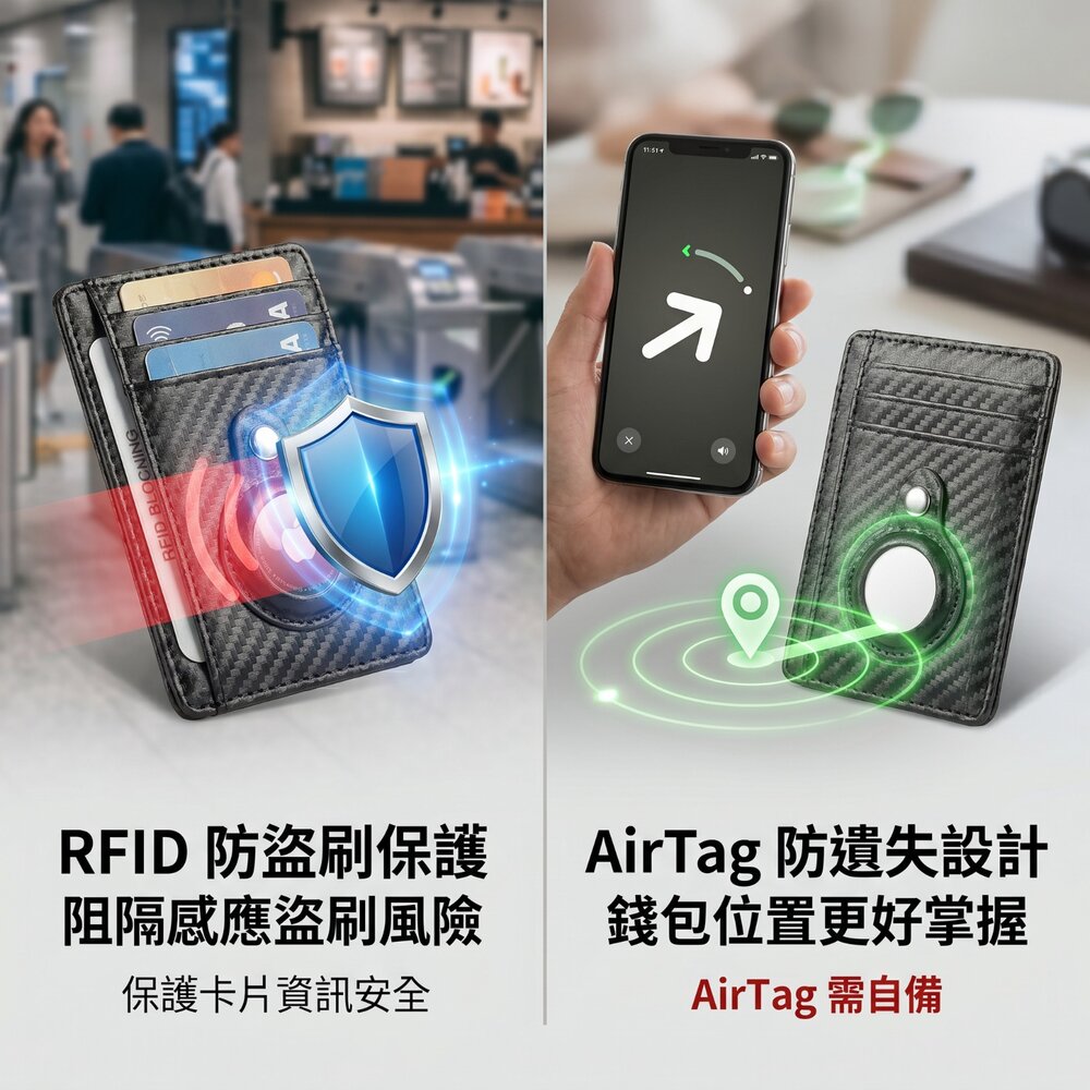 260410-00001-真皮防丟防盜刷卡包 - AIRTAG需自備 卡包 皮夾 錢包 配件 禮物 旅行 防盜 追蹤器 AirTag 卡夾 送禮