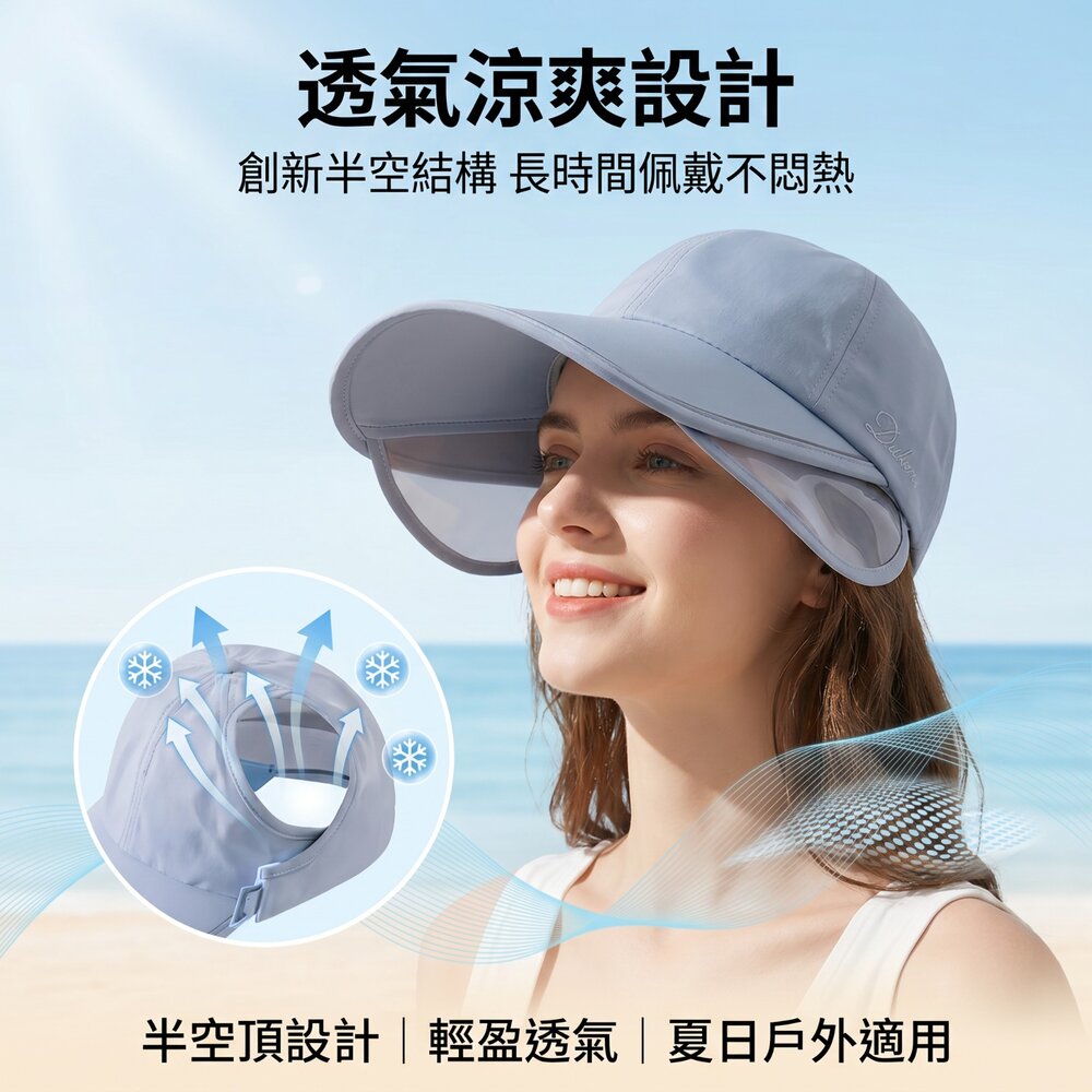 伸縮擋光大帽檐遮陽帽 全臉防曬遮陽帽 戶外運動 防曬帽 夏季 遮陽帽 防曬 透氣 送禮-圖片-2