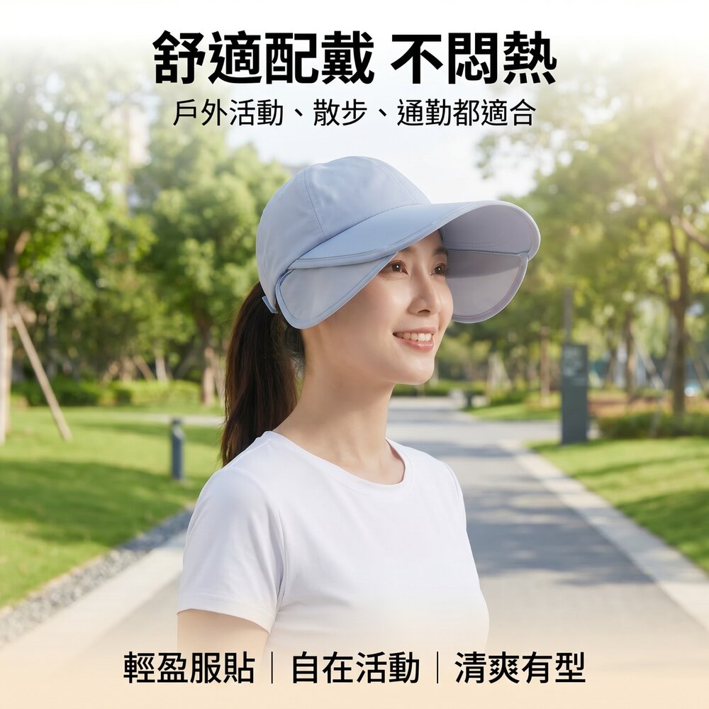 伸縮擋光大帽檐遮陽帽 全臉防曬遮陽帽 戶外運動 防曬帽 夏季 遮陽帽 防曬 透氣 送禮-圖片-7