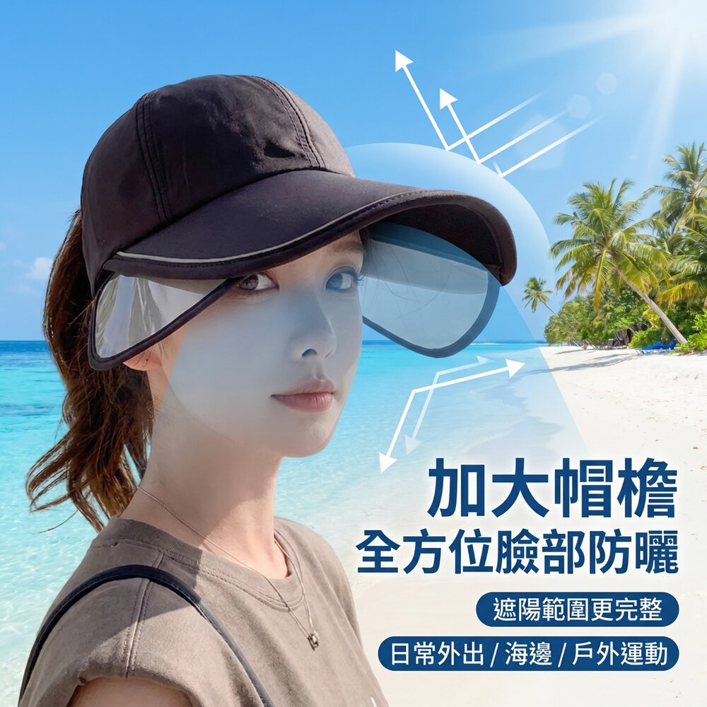 260421-00001-伸縮擋光大帽檐遮陽帽 全臉防曬遮陽帽 戶外運動 防曬帽 夏季 遮陽帽 防曬 透氣 送禮