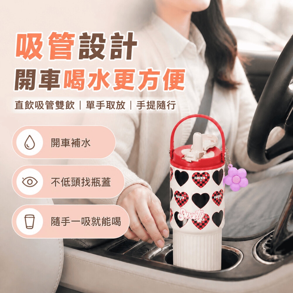 316不銹鋼陶瓷內膽冰壩杯 大容量710ml 車用吸管杯 女生手提水壺 高顏值隨行杯 送禮-圖片-6