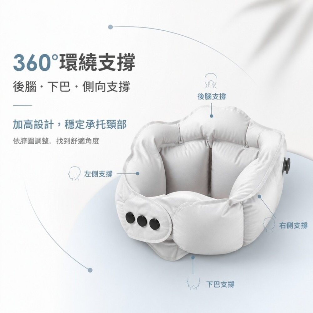 創意收充一體護頸枕 便攜旅行U型枕 充氣頸枕 旅行頸枕 飛機枕 涼感輕量便攜 送禮-圖片-5
