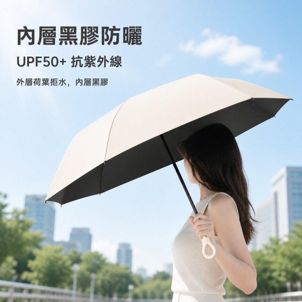 五折迷你便攜扣環傘 升級雙骨傘架 晴雨兩用折疊傘 217g UPF50+ 防丟扣環 送禮-圖片-3