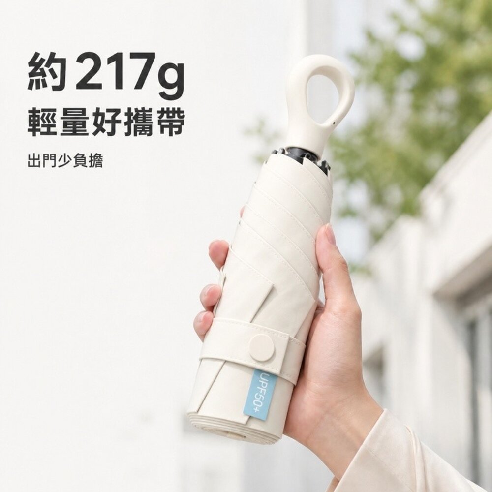 五折迷你便攜扣環傘 升級雙骨傘架 晴雨兩用折疊傘 217g UPF50+ 防丟扣環 送禮-圖片-6