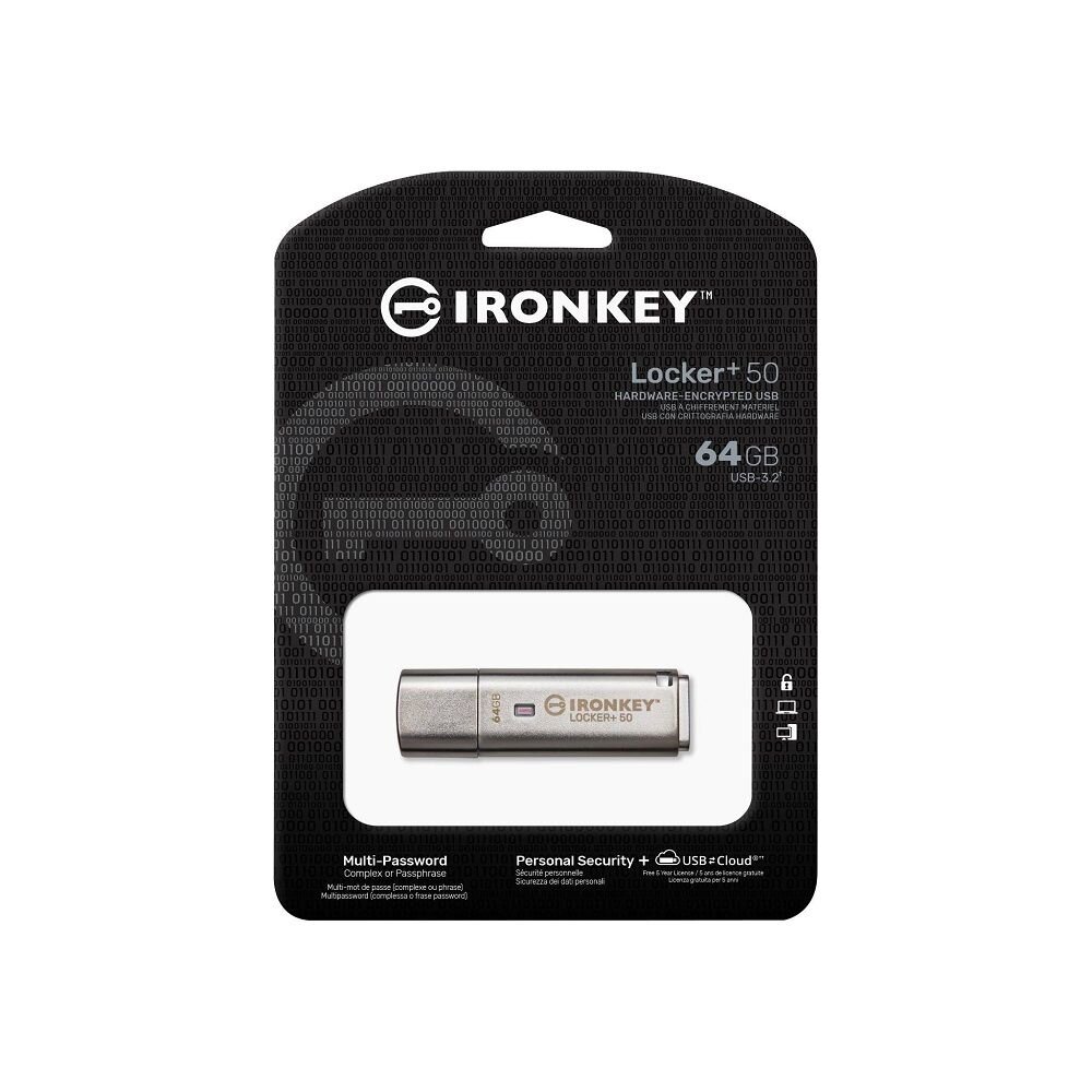 【IKLP50/64GB】 金士頓 64G 加密 隨身碟 支援 USB3.2 硬體加密 雲端備份-圖片-1