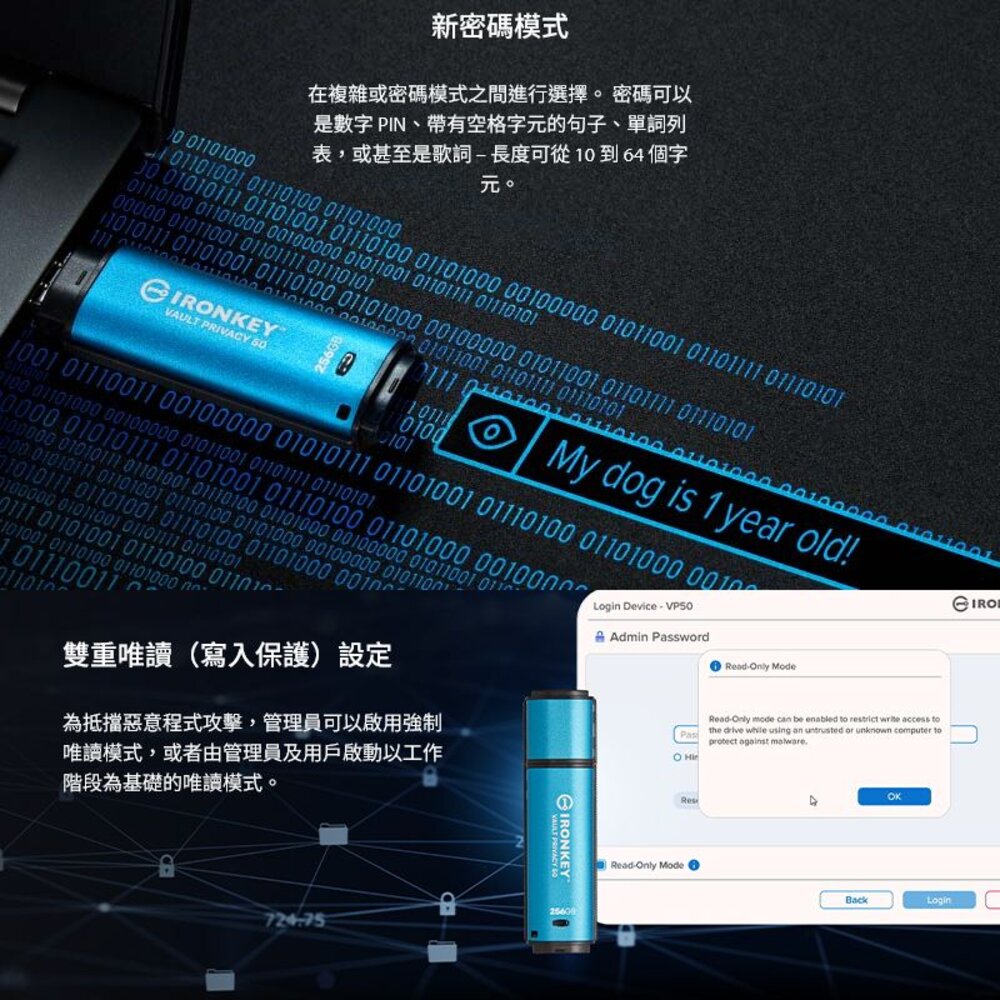 【IKVP50/16GB】 金士頓 16G 企業級安全性 加密 隨身碟 XTS-AES256位元 硬體加密-圖片-3
