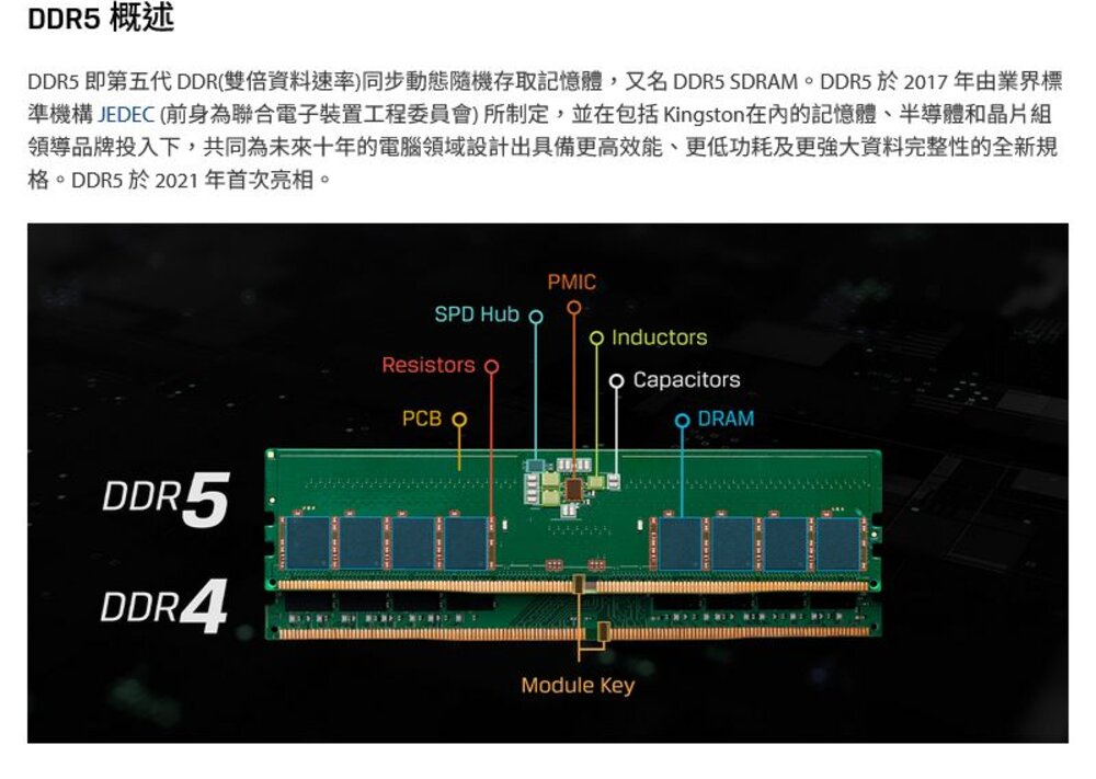 【KCP556US8-16】 金士頓 16GB DDR5-5600 LONG-DIMM 品牌桌機專用 記憶體-圖片-1