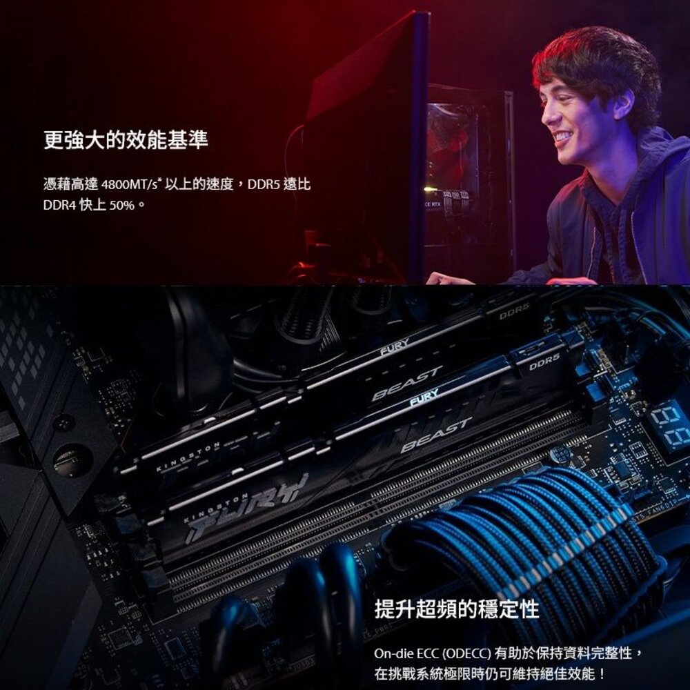 【KF556C36BBE-32】 金士頓 32GB DDR5-5600 FURY 超頻 桌上型 記憶體-圖片-2