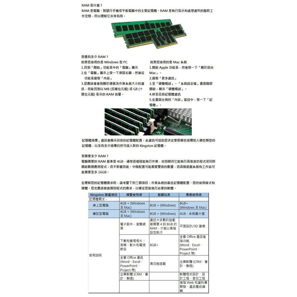 【KVR26N19D8/16】 金士頓 16GB DDR4-2666 桌上型 記憶體-圖片-1