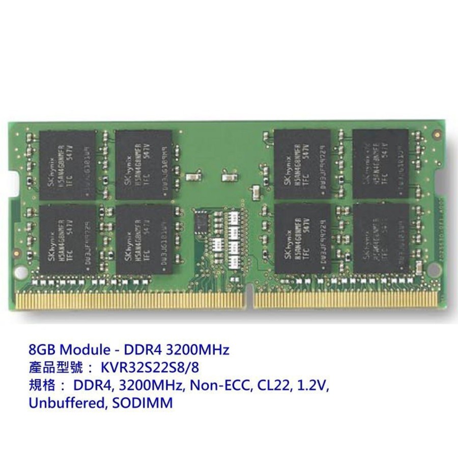 KVR32S22S8-8-【KVR32S22S8/8】 金士頓 8GB DDR4-3200 So-DIMM 筆記型 記憶體